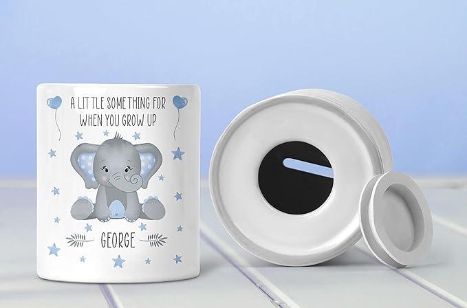 Baby Boy Gift Personalised Piggy Bank For Babies Elephant Decor Newborn  Accessories Ceramic Keepsake