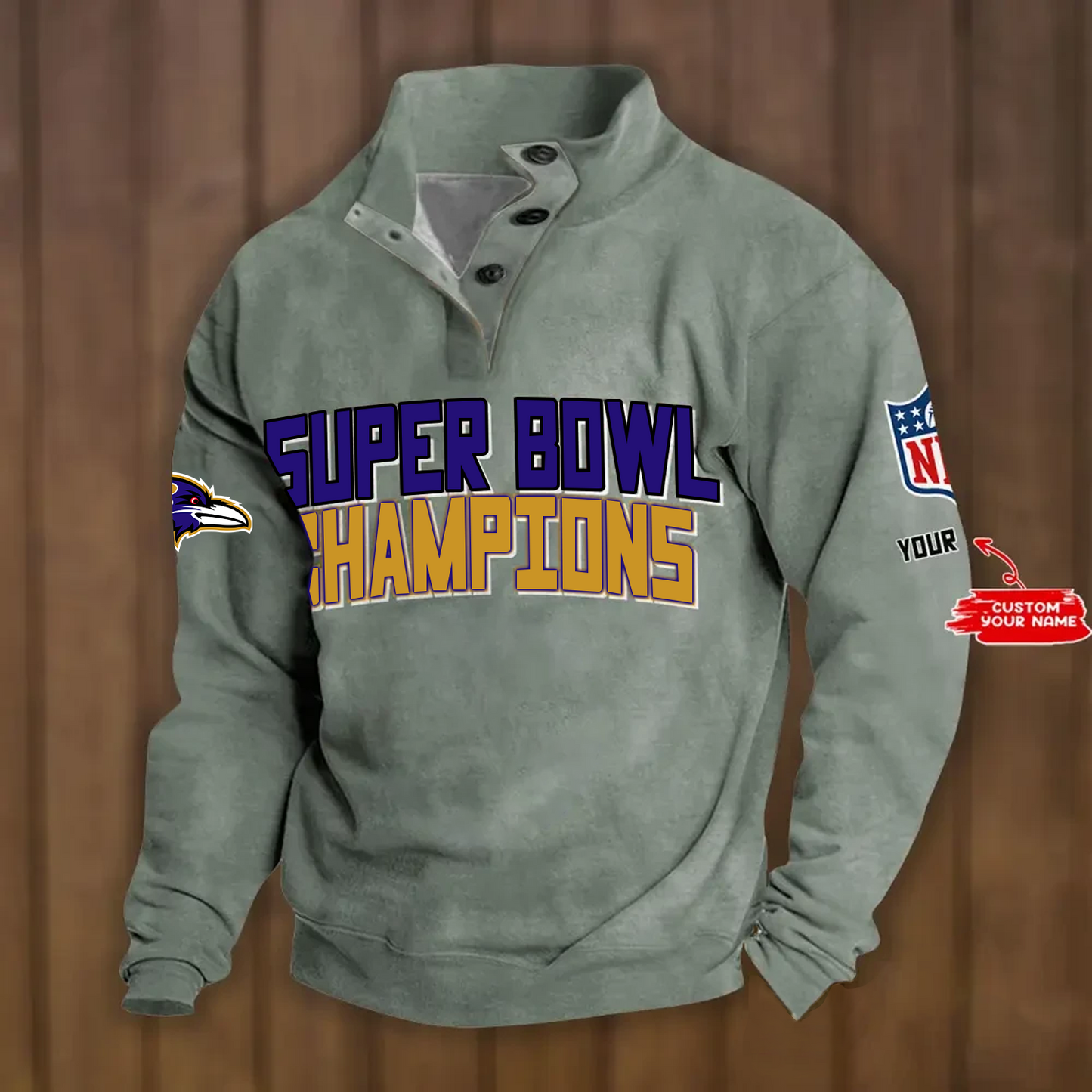 BAL x NFL Double Breasted Stand Collar Hoodies DATND TANTD