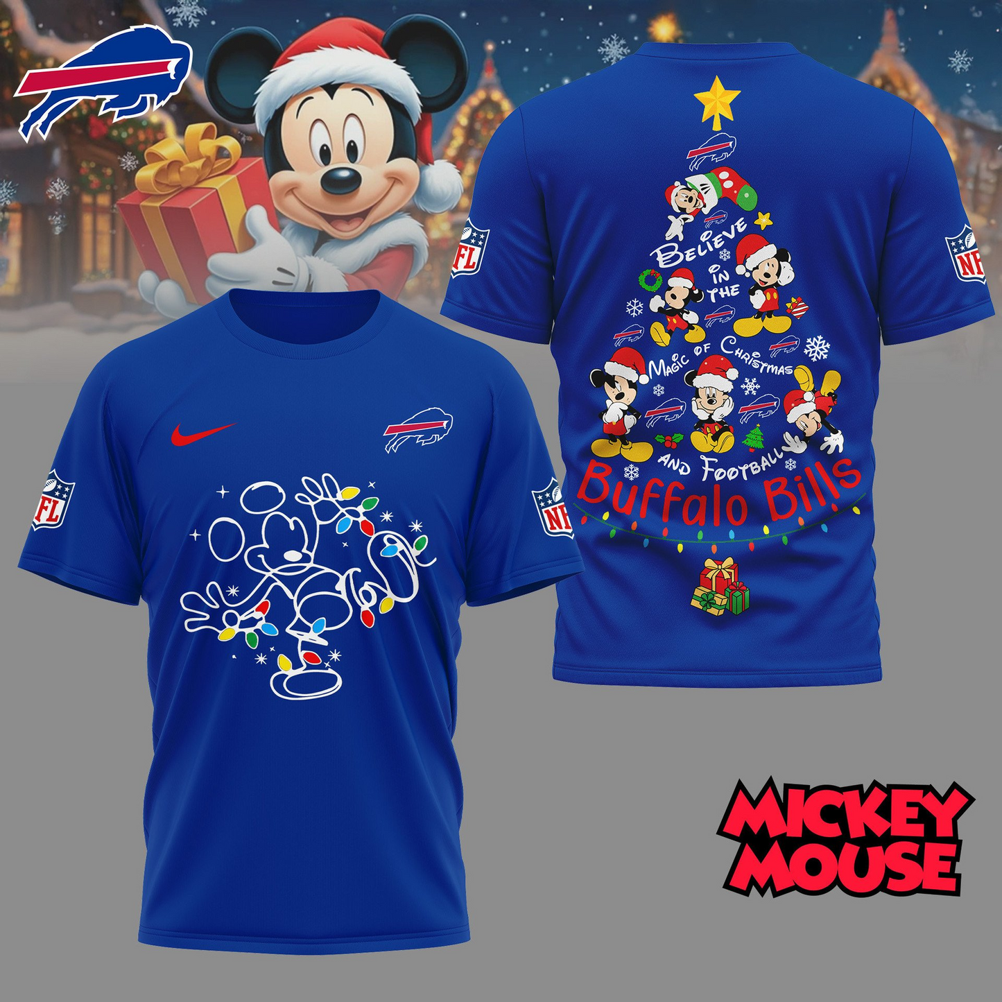 BB Premium NFL Mickey Mouse Christmas 3D Shirt DDT CTND