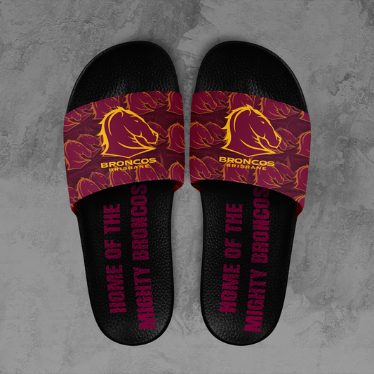 Brisbane Broncos 1 NRL 2025 Home Of The Mighty Broncos Limited Edition Slide Sandals TM NTA V1