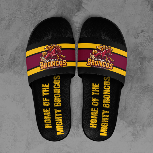 Brisbane Broncos 10 NRL 2025 Home Of The Mighty Broncos Limited Edition Slide Sandals TM NTA V1