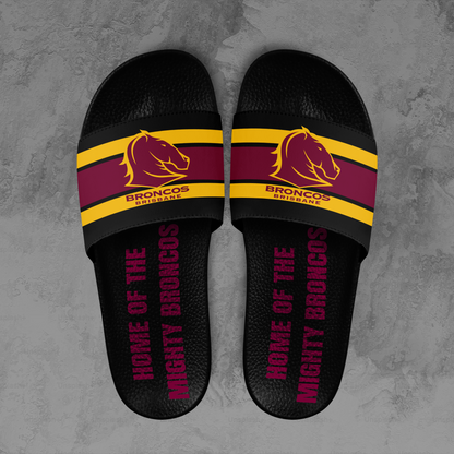 Brisbane Broncos 11 NRL 2025 Home Of The Mighty Broncos Limited Edition Slide Sandals TM NTA V1