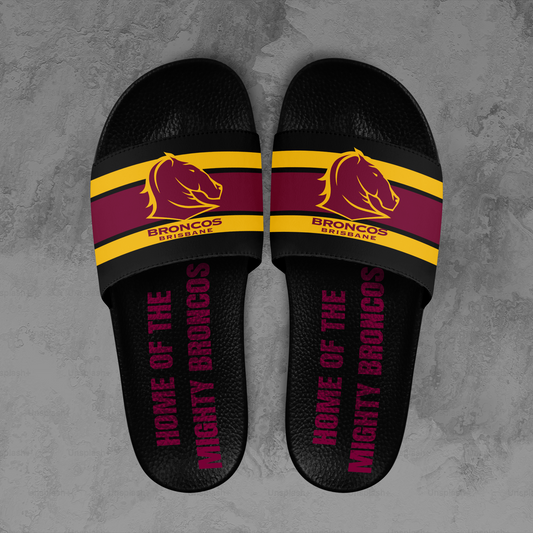 Brisbane Broncos 11 NRL 2025 Home Of The Mighty Broncos Limited Edition Slide Sandals TM NTA V1