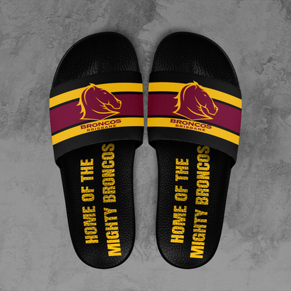 Brisbane Broncos 12 NRL 2025 Home Of The Mighty Broncos Limited Edition Slide Sandals TM NTA V1