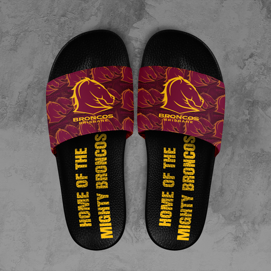 Brisbane Broncos 2 NRL 2025 Home Of The Mighty Broncos Limited Edition Slide Sandals TM NTA V1
