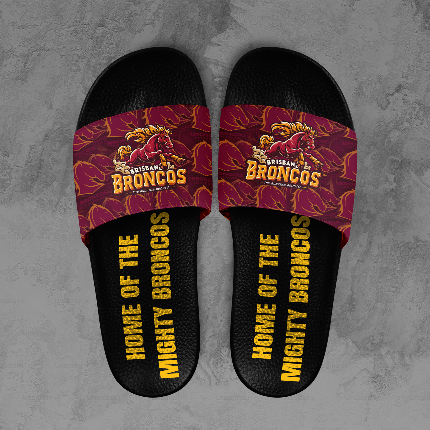 Brisbane Broncos 3 NRL 2025 Home Of The Mighty Broncos Limited Edition Slide Sandals TM NTA V1