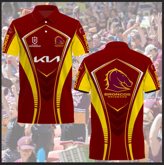 Brisbane Broncos 3 NRL 2025 Polo Shirt TM NTA V1
