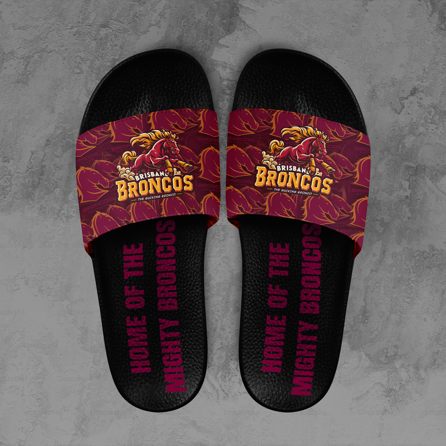 Brisbane Broncos 4 NRL 2025 Home Of The Mighty Broncos Limited Edition Slide Sandals TM NTA V1