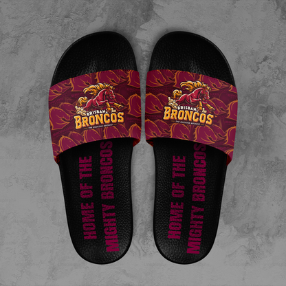Brisbane Broncos 4 NRL 2025 Home Of The Mighty Broncos Limited Edition Slide Sandals TM NTA V1
