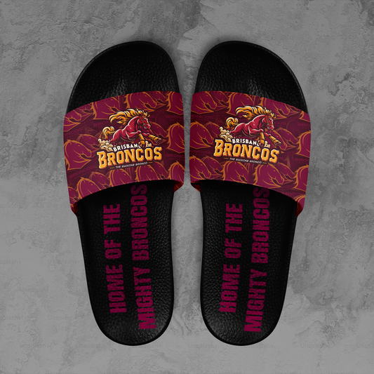 Brisbane Broncos 4 NRL 2025 Home Of The Mighty Broncos Limited Edition Slide Sandals TM NTA V1