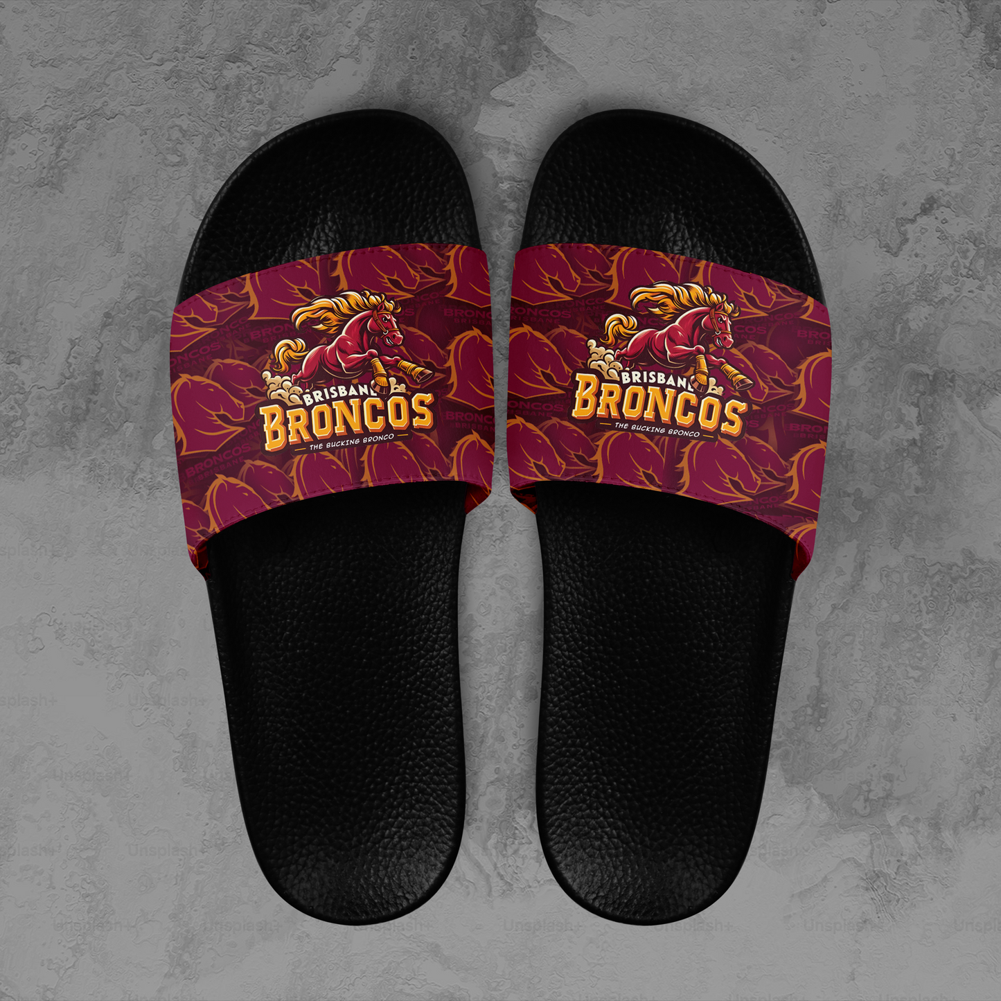 Brisbane Broncos 5 NRL 2025 Home Of The Mighty Broncos Limited Edition Slide Sandals TM NTA V1