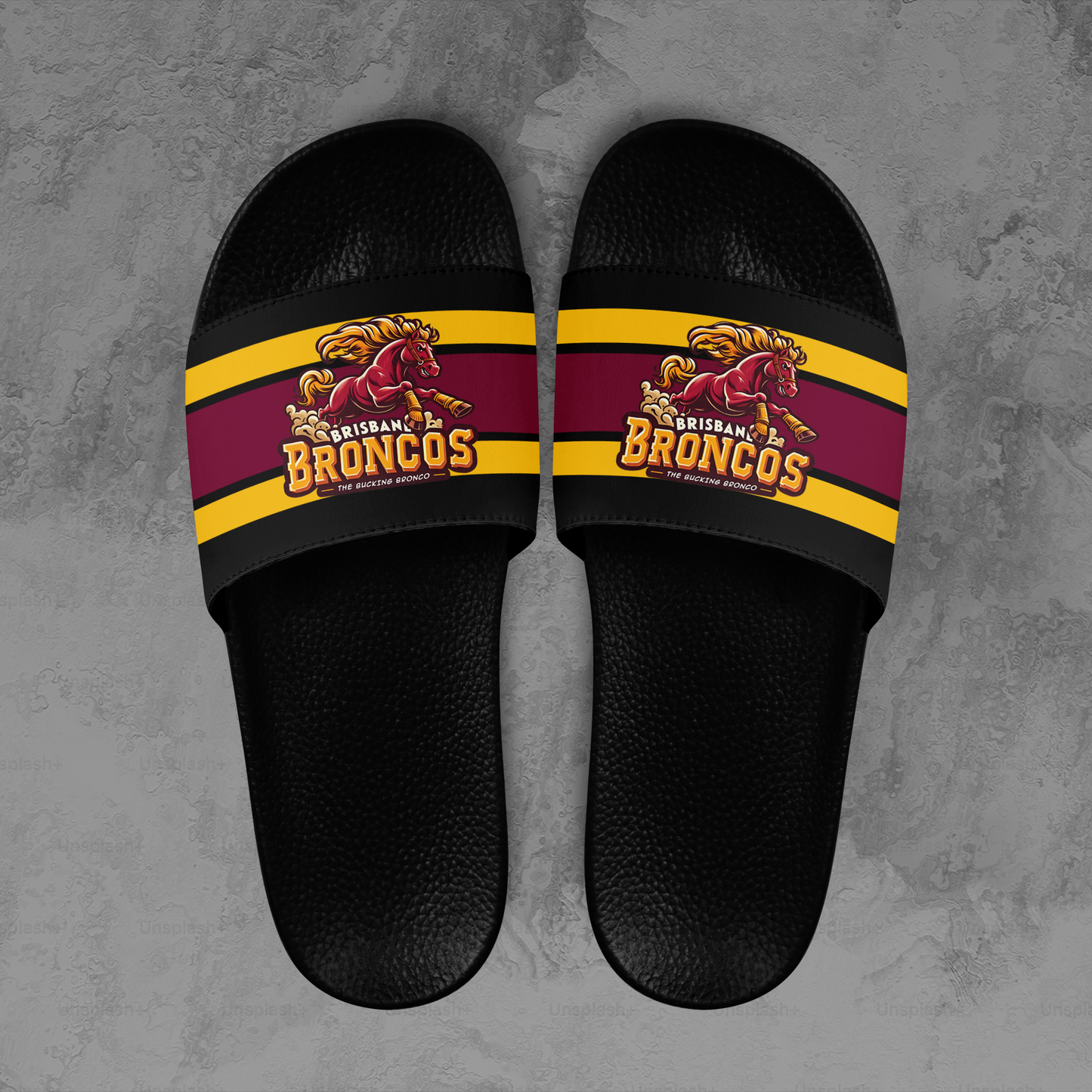 Brisbane Broncos 8 NRL 2025 Home Of The Mighty Broncos Limited Edition Slide Sandals TM NTA V1