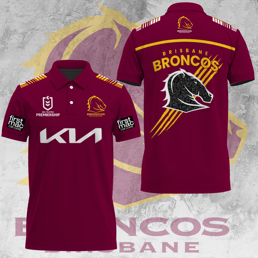 Brisbane Broncos NRL 2025 Go The Mighty Limited Edition Polo Shirt TM V13 NTA