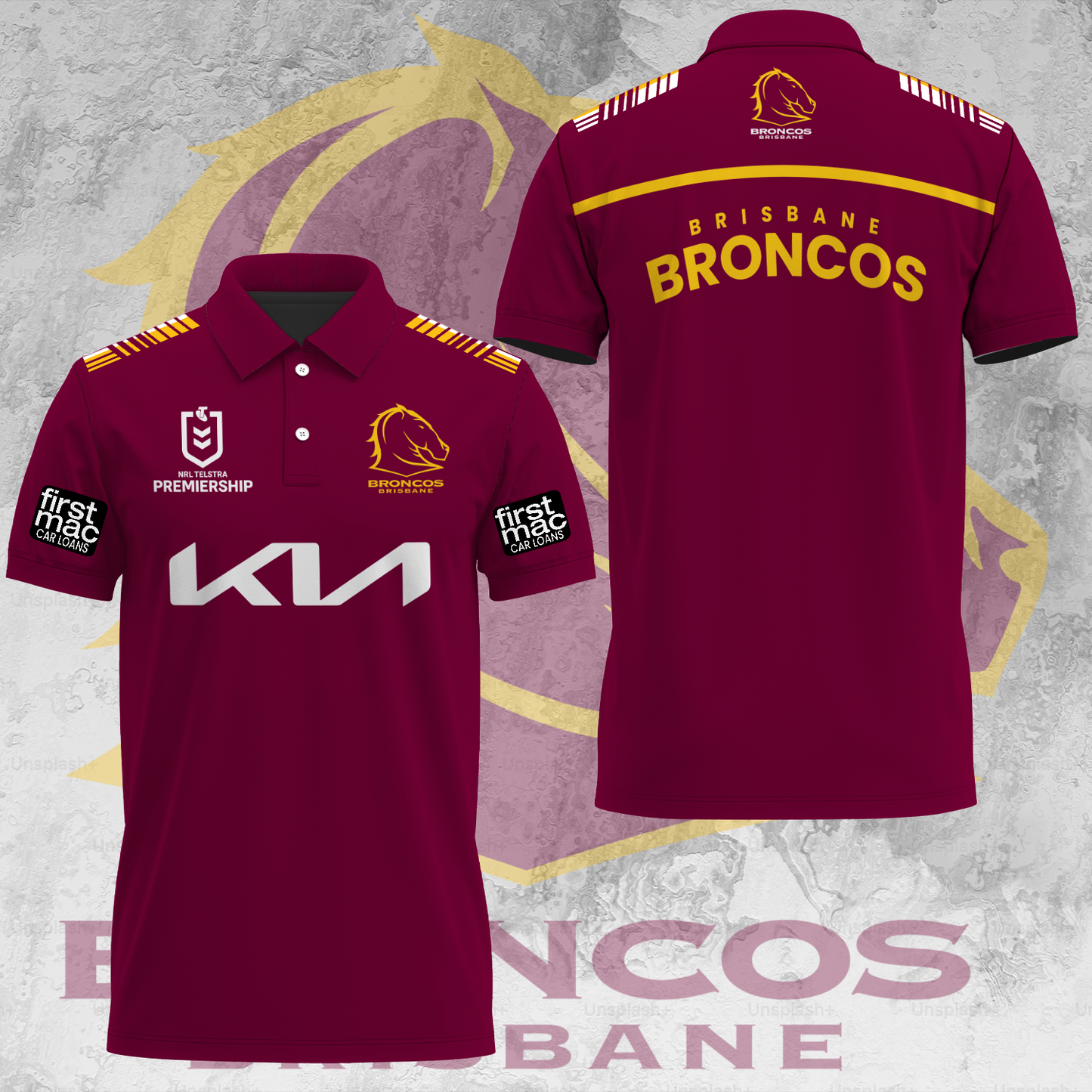 Brisbane Broncos NRL 2025 Go The Mighty Limited Edition Polo Shirt TM NTA V14