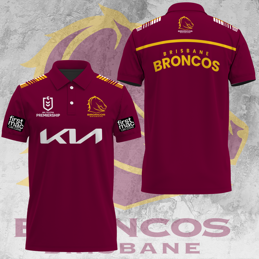 Brisbane Broncos NRL 2025 Go The Mighty Limited Edition Polo Shirt TM V14 NTA