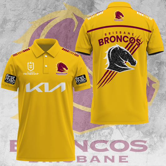 Brisbane Broncos NRL 2025 Go The Mighty Limited Edition Polo Shirt TM V19 NTA