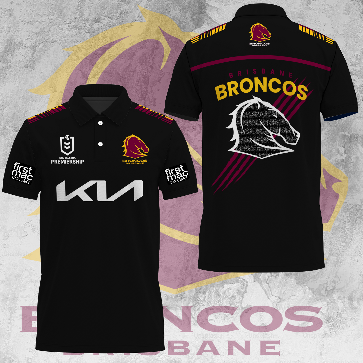 Brisbane Broncos NRL 2025 Go The Mighty Limited Edition Polo Shirt TM NTA V9
