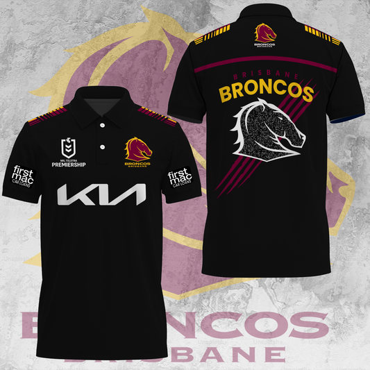 Brisbane Broncos NRL 2025 Go The Mighty Limited Edition Polo Shirt TM V9 NTA