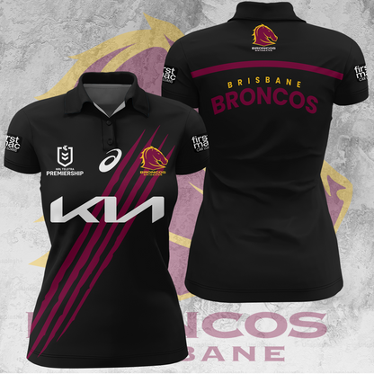 Brisbane Broncos NRL 2025 Go The Mighty Limited Edition Women's Polo TM V1