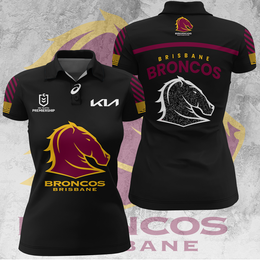Brisbane Broncos NRL 2025 Go The Mighty Limited Edition Women's Polo TM V3