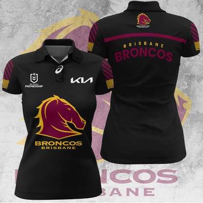 Brisbane Broncos NRL 2025 Go The Mighty Limited Edition Women's Polo TM V4