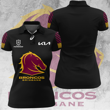 Brisbane Broncos NRL 2025 Go The Mighty Limited Edition Women's Polo TM V6