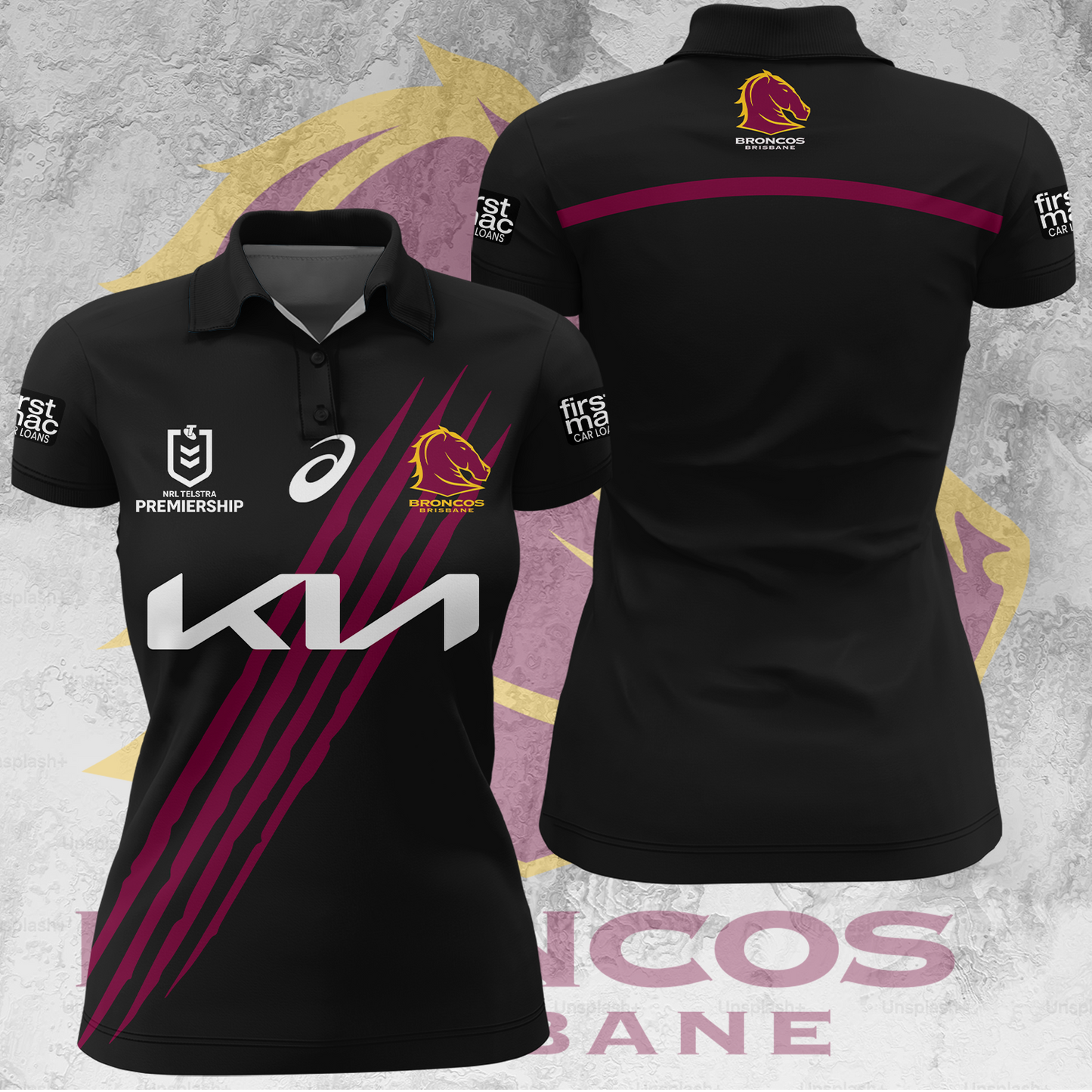 Brisbane Broncos NRL 2025 Go The Mighty Limited Edition Women's Polo TM V7