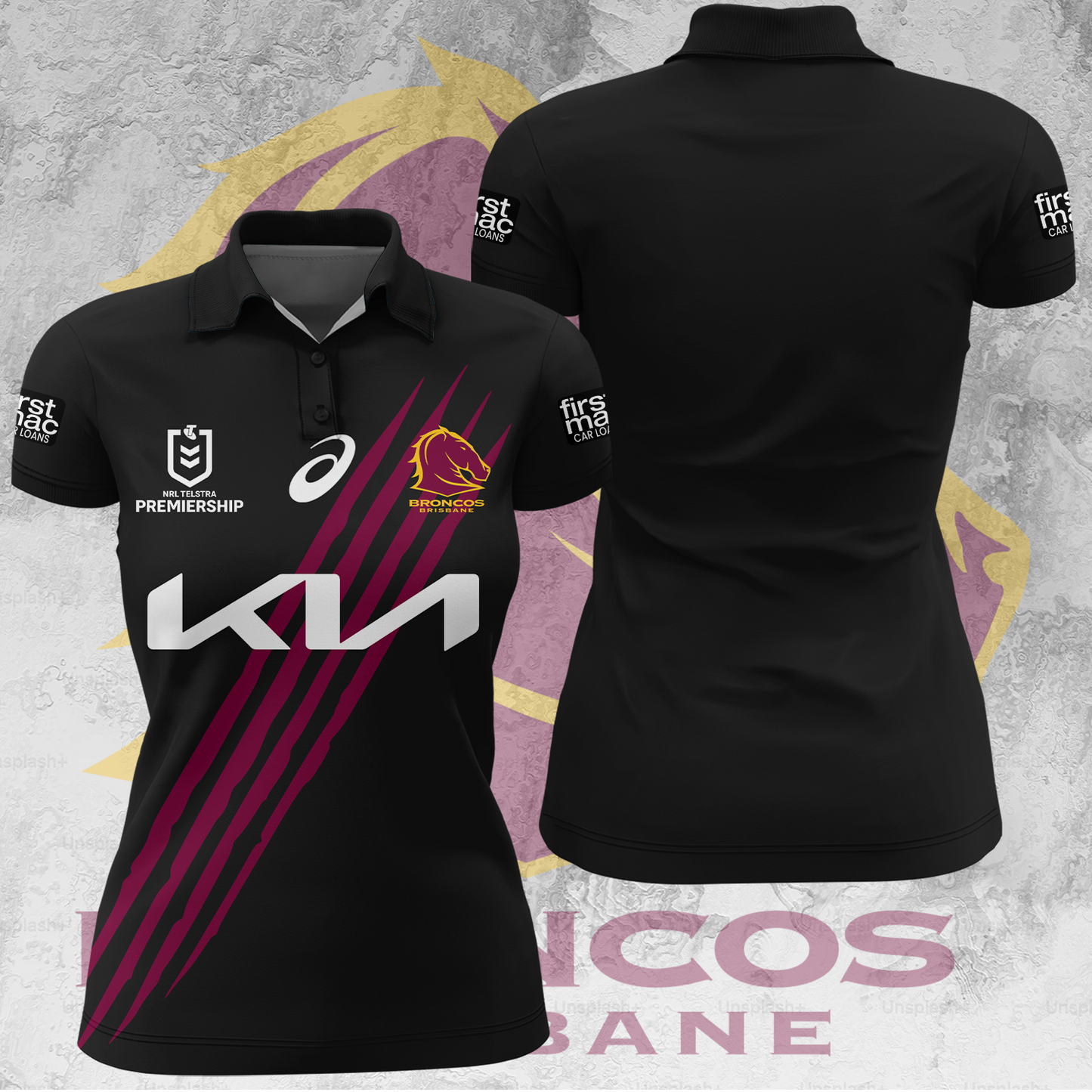 Brisbane Broncos NRL 2025 Go The Mighty Limited Edition Women's Polo TM V8
