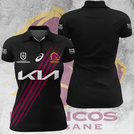 Brisbane Broncos NRL 2025 Go The Mighty Limited Edition Women's Polo TM V8