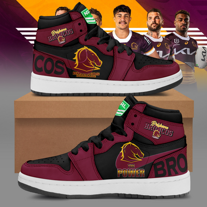 Brisbane Broncos NRL 2025 Home Of The Mighty Broncos Limited Edition A1 Shoes TM NTA V1