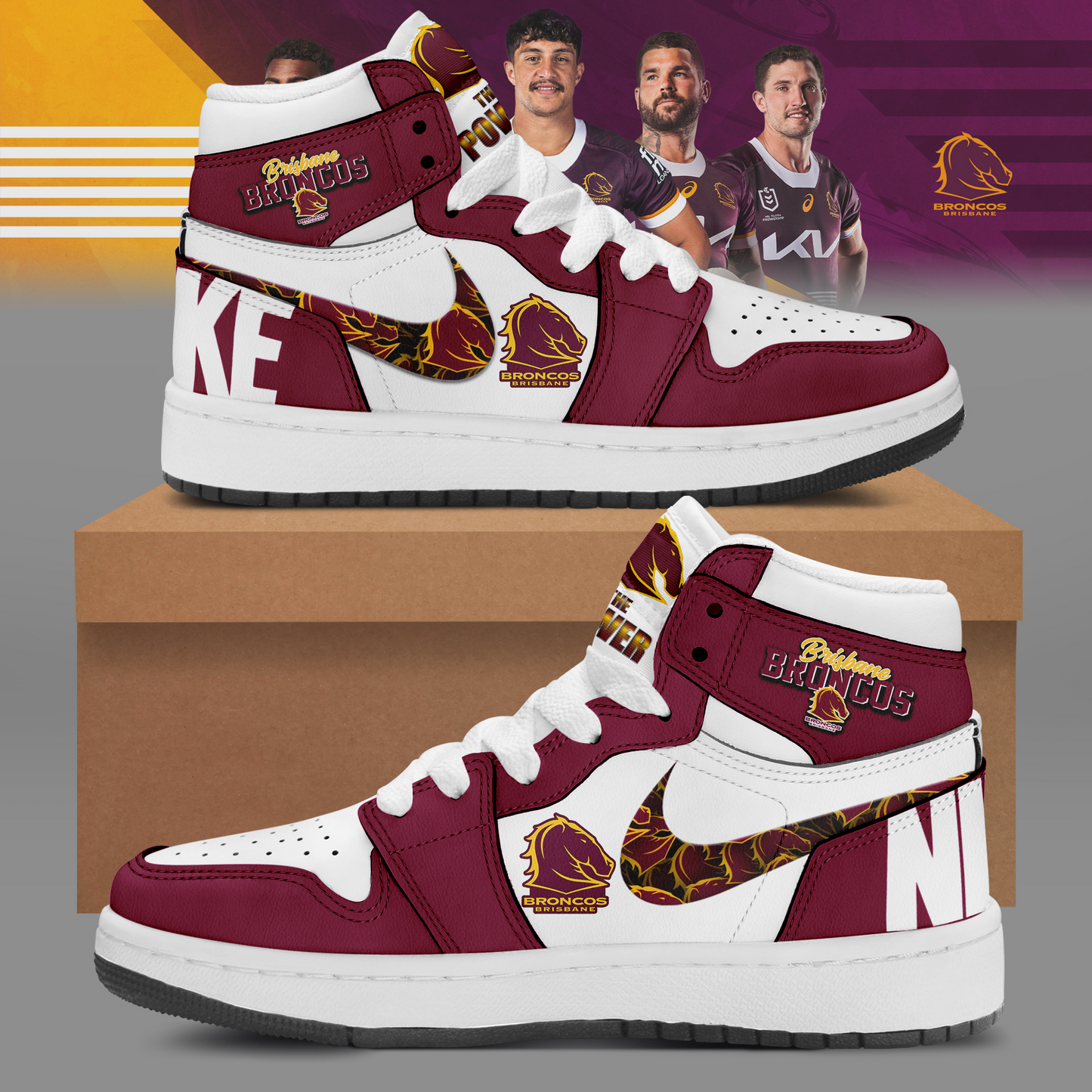 Brisbane Broncos NRL 2025 Home Of The Mighty Broncos Limited Edition A1 Shoes TM NTA V2