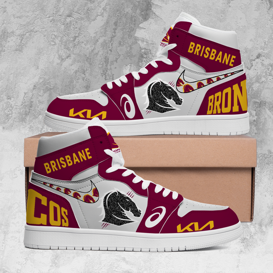 Brisbane Broncos NRL 2025 Home Of The Mighty Broncos Limited Edition A1 Shoes TM NTA V4