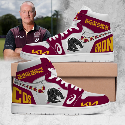 Brisbane Broncos NRL 2025 Home Of The Mighty Broncos Limited Edition A1 Shoes TM NTA V8