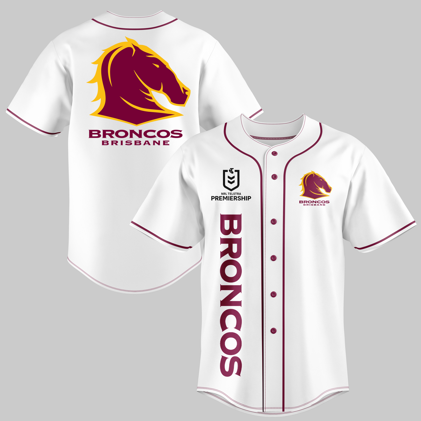 Brisbane Broncos NRL 2025 Home Of The Mighty Broncos Limited Edition BB Jersey TM NTA V1
