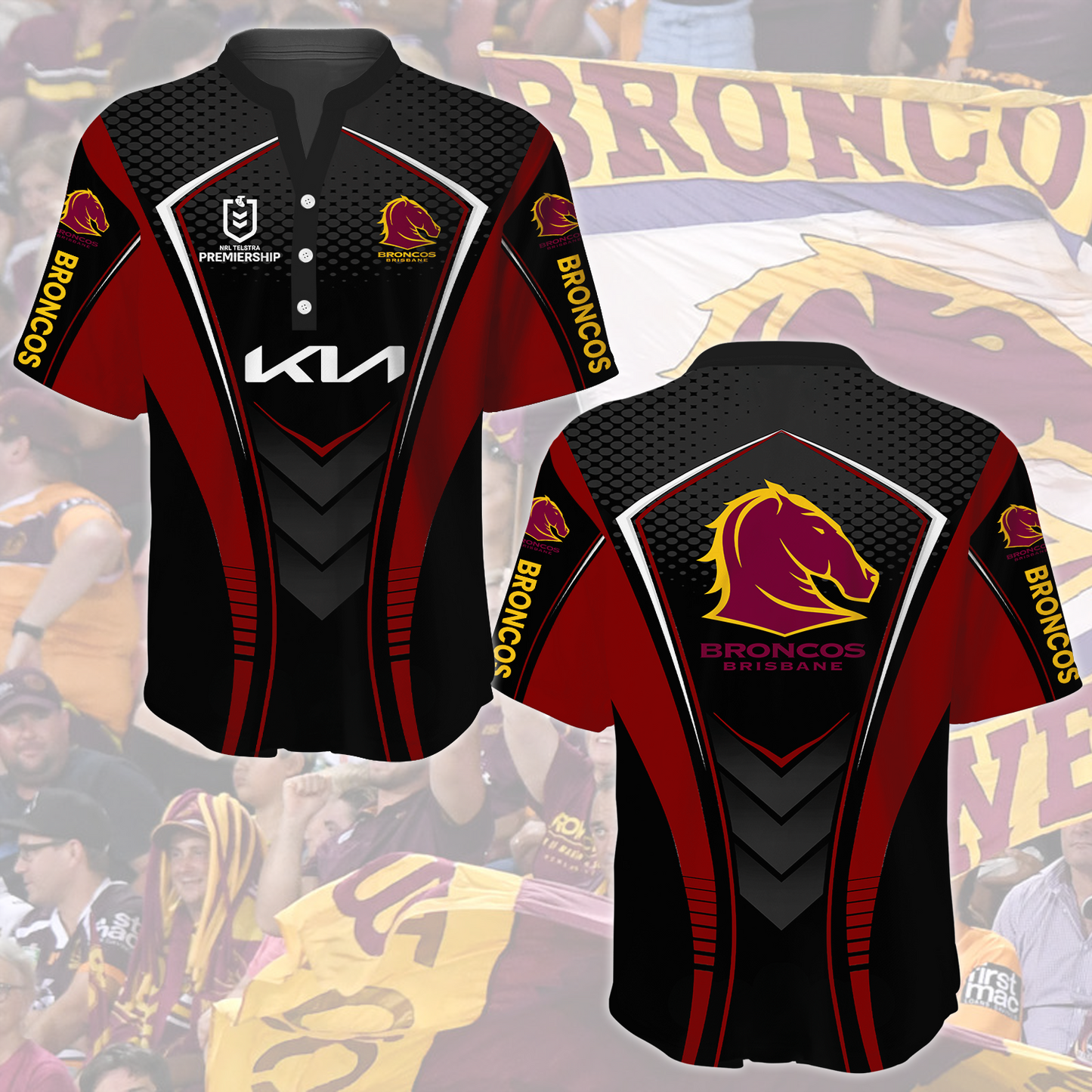 Brisbane Broncos NRL 2025 Limited Edition Henley Shirt TM NTA V1