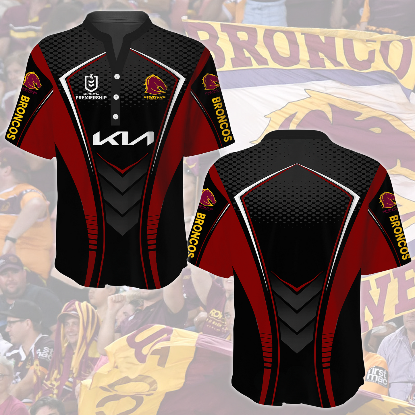 Brisbane Broncos NRL 2025 Limited Edition Henley Shirt TM NTA V2