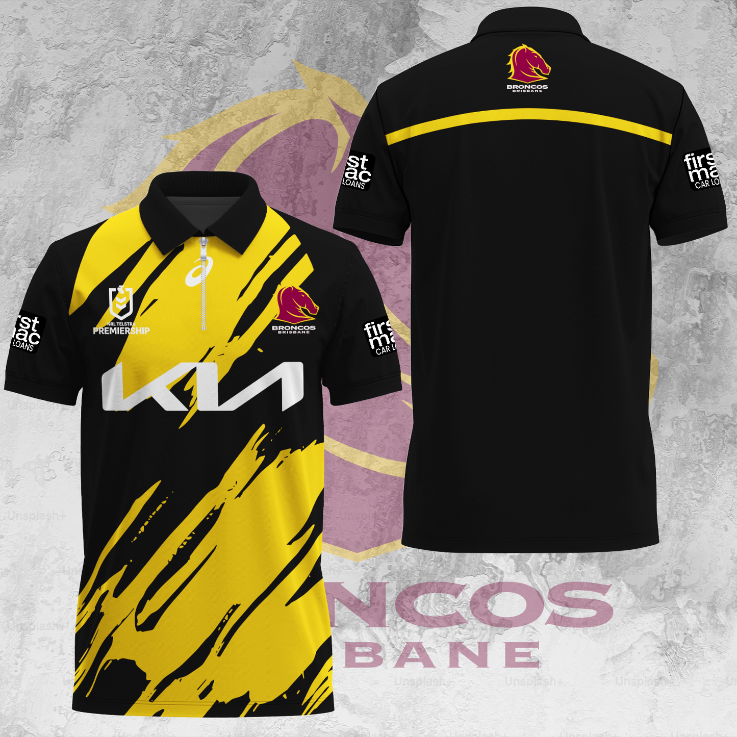 Brisbane Broncos NRL 2025 Limited Edition Zip Polo Shirt TM V4