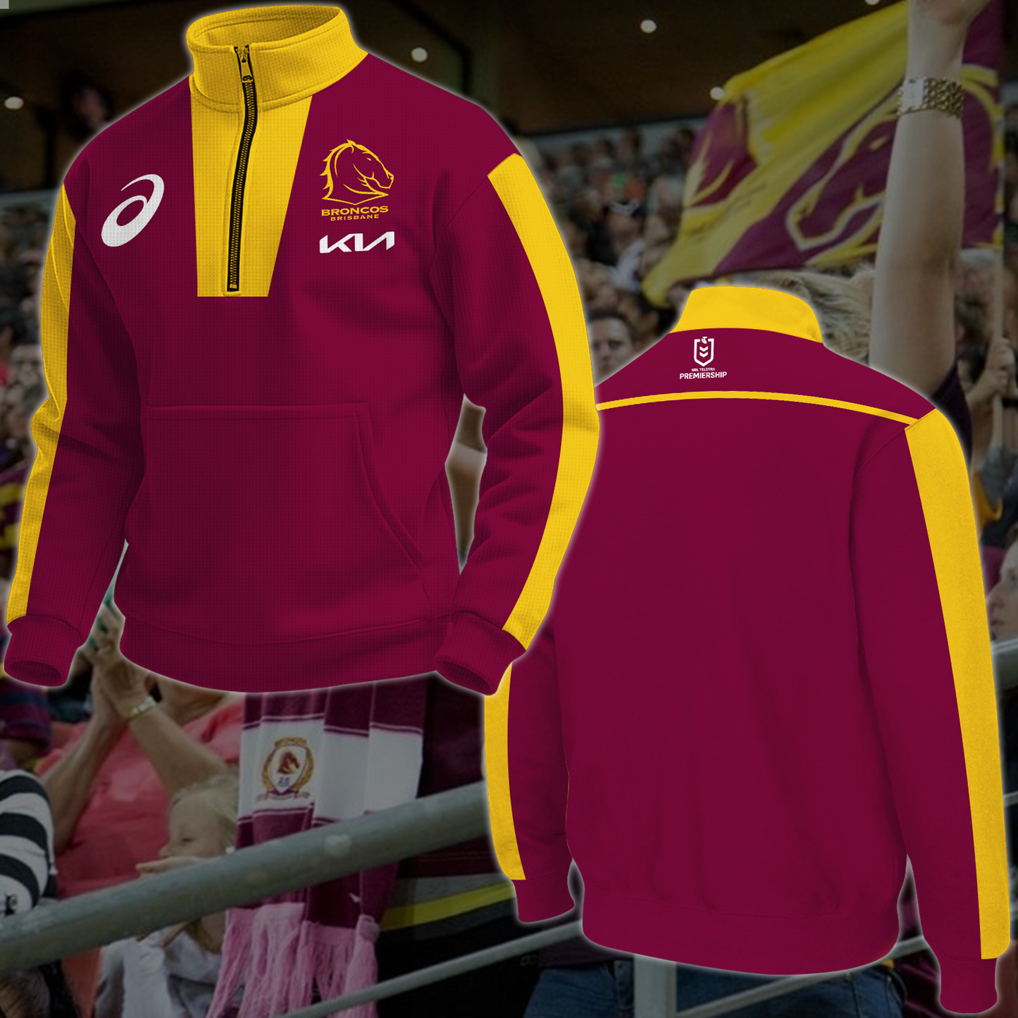 Brisbane Broncos NRL 2025 New Hoodie TM NTA V2 TDT