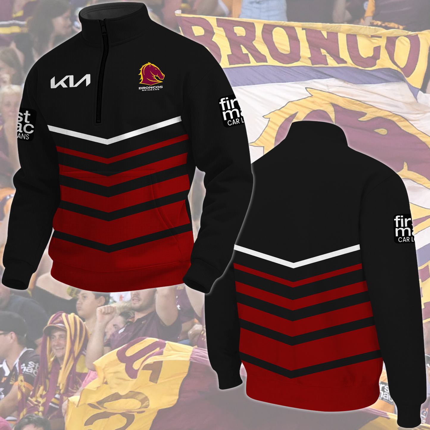 Brisbane Broncos NRL 2025 New Hoodie TM NTA V2