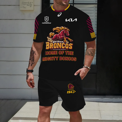 Brisbane Broncos NRL 2025 Special Edition Set T-Shirt and Shorts TM NTA V20