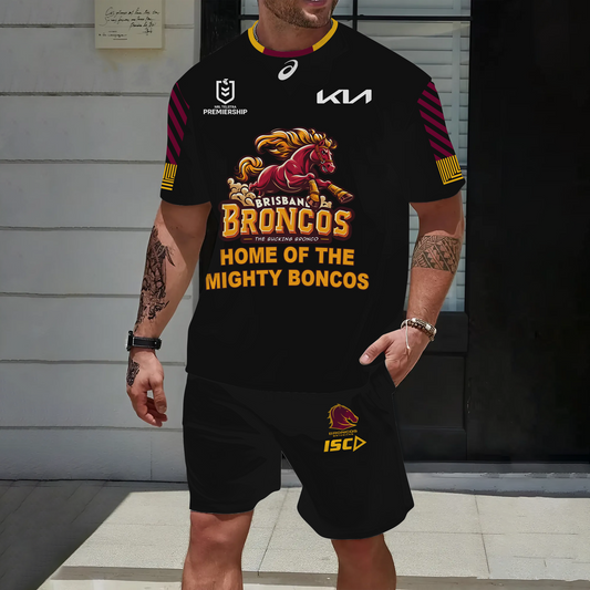 Brisbane Broncos NRL 2025 Special Edition Set T-Shirt and Shorts TM NTA V21