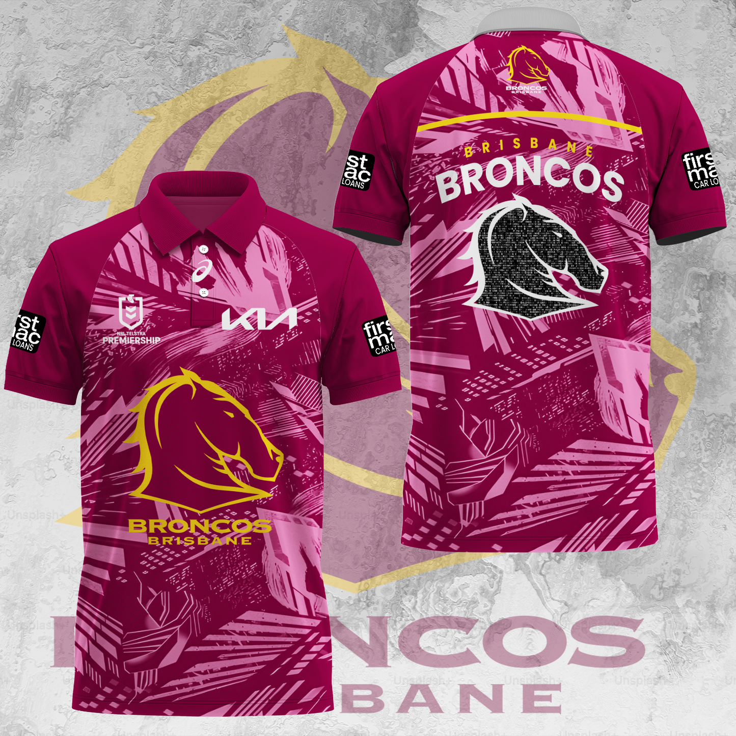 Brisbane Broncos NRL 2025 The Go The Mighty Limited Edition Polo Shirt TM V1