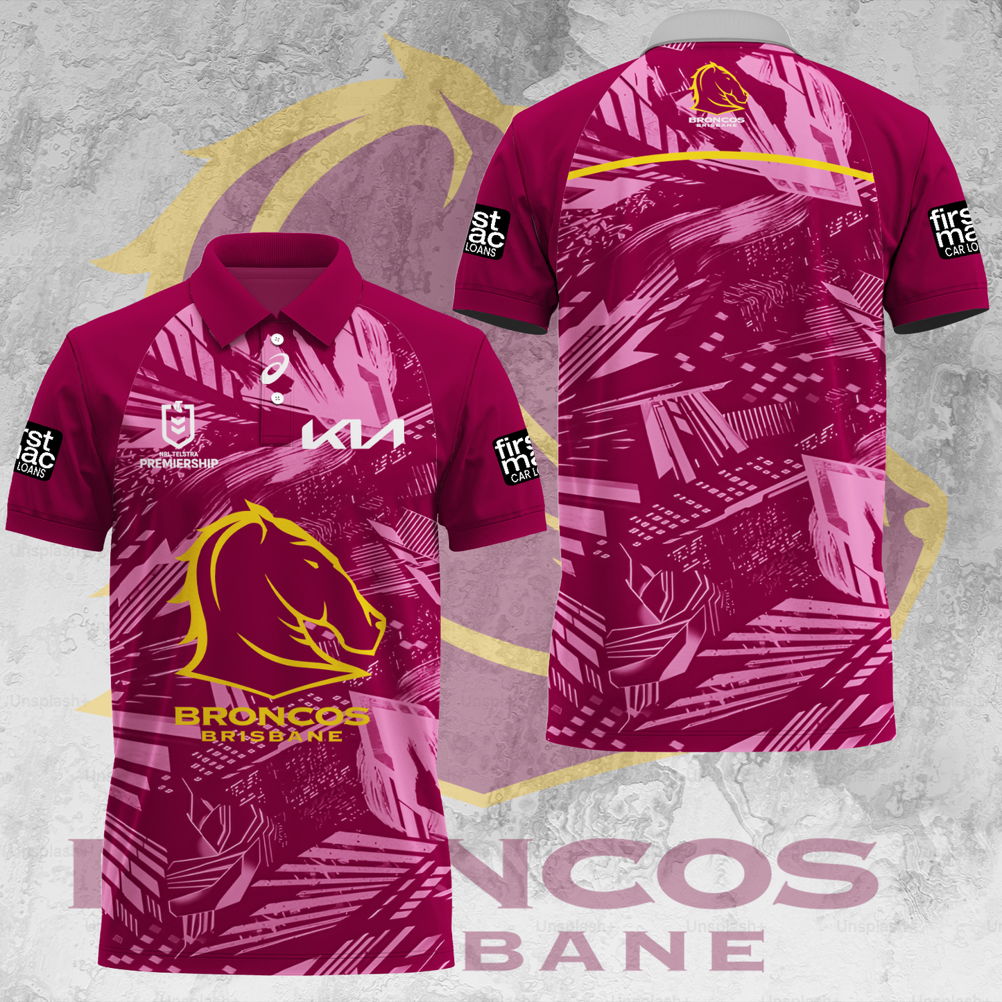 Brisbane Broncos NRL 2025 The Go The Mighty Limited Edition Polo Shirt TM V3