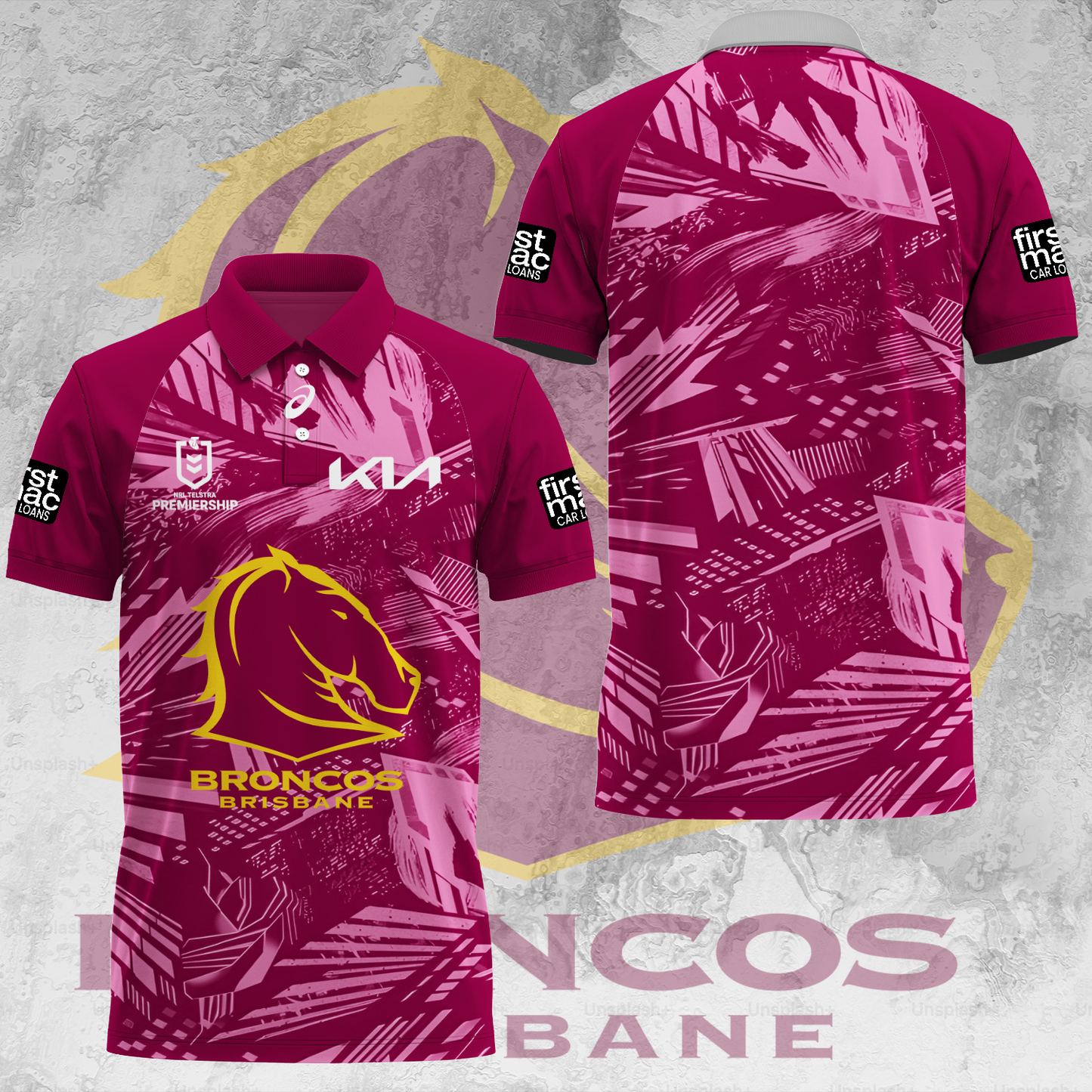 Brisbane Broncos NRL 2025 The Go The Mighty Limited Edition Polo Shirt TM V4