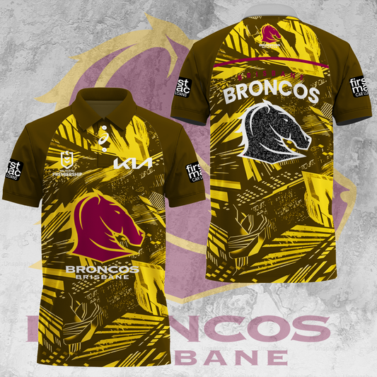 Brisbane Broncos NRL 2025 The Go The Mighty Limited Edition Polo Shirt TM V5