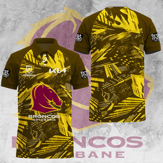 Brisbane Broncos NRL 2025 The Go The Mighty Limited Edition Polo Shirt TM V8