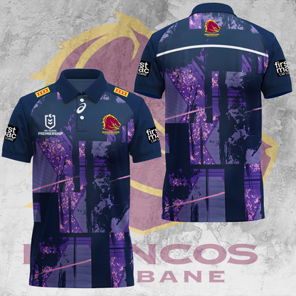 Brisbane Broncos NRL 2025 The Mighty Limited Edition Polo Shirt TM V12