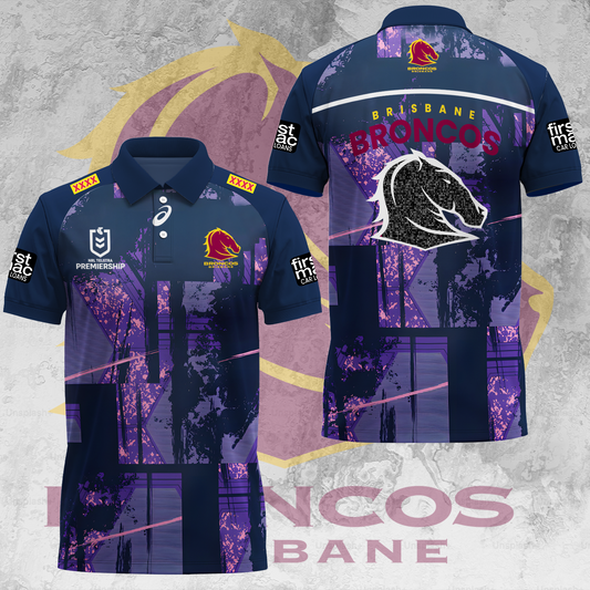 Brisbane Broncos NRL 2025 The Mighty Limited Edition Polo Shirt TM V2