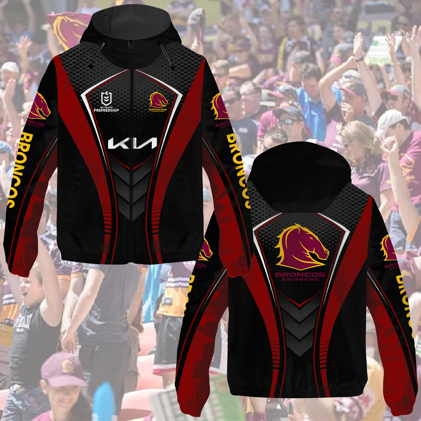 Brisbane Broncos NRL 2025 Windbreaker Jacket TM NTA V1