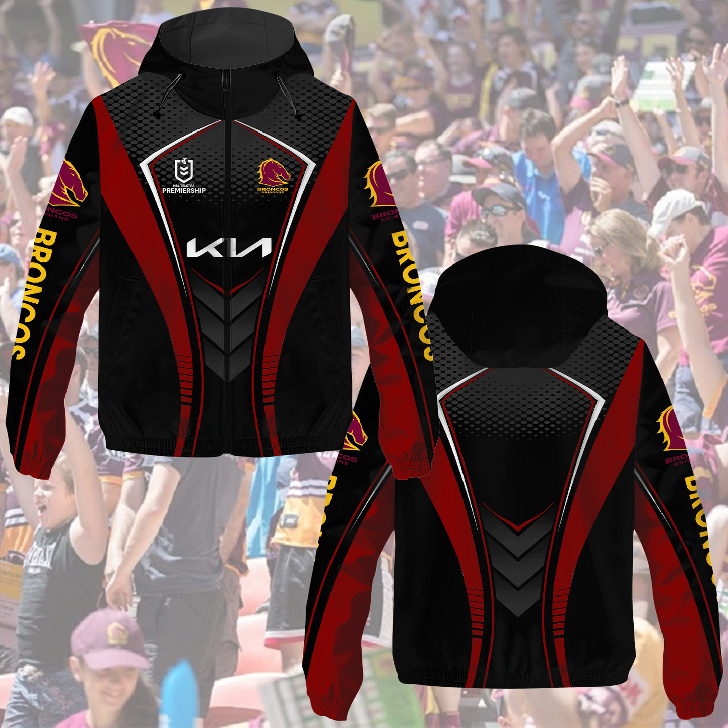 Brisbane Broncos NRL 2025 Windbreaker Jacket TM NTA V2